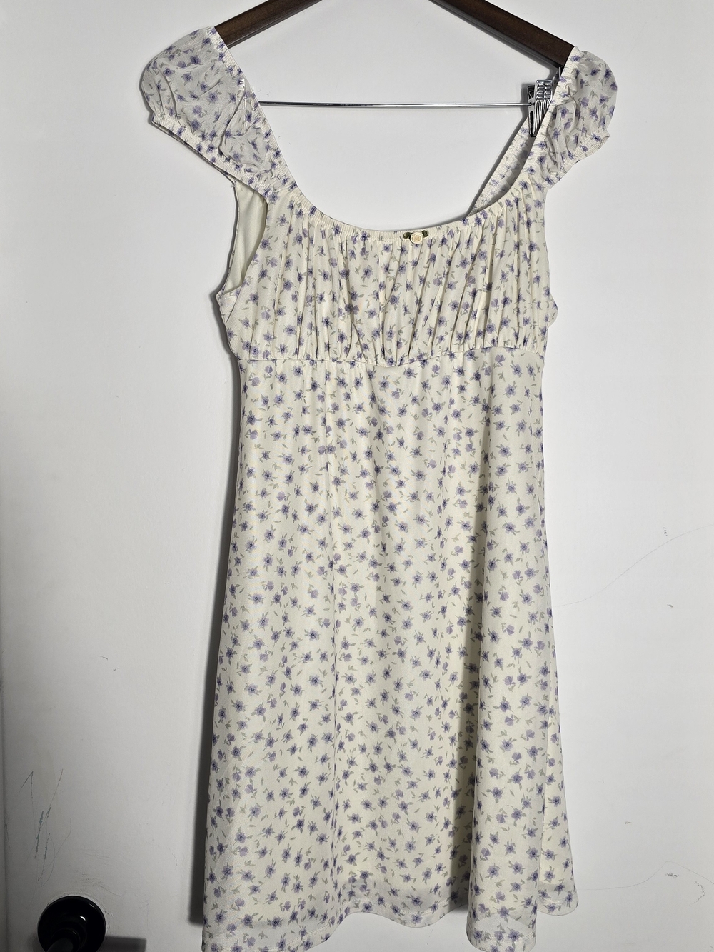Wild Skyed Cream Dress with Lavender Floral Print